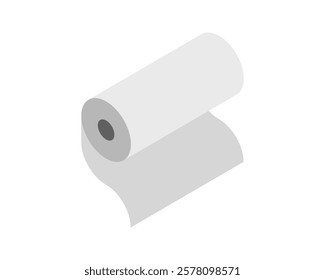 Simple isometric illustration of a roll of paper unfurling.  Perfect for concepts related to printing, packaging, or manufacturing.