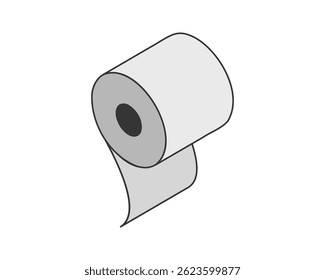Simple isometric illustration of a roll of paper.  Perfect for hygiene, cleanliness, or supply concepts.  Use for websites, apps, or infographics needing a clean, minimal design.