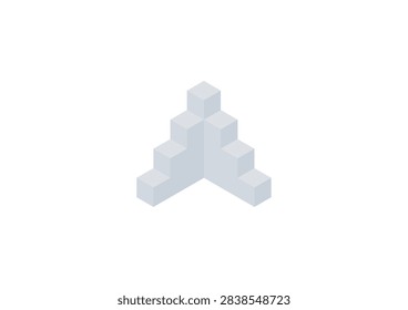 Simple isometric illustration of stairs going up and down (gray)