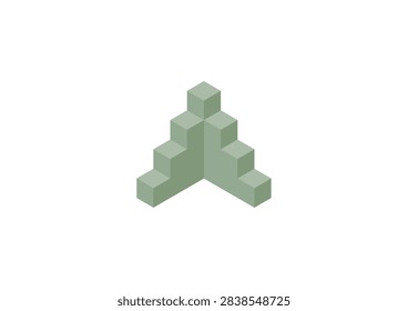 Simple isometric illustration of stairs going up and down (green)
