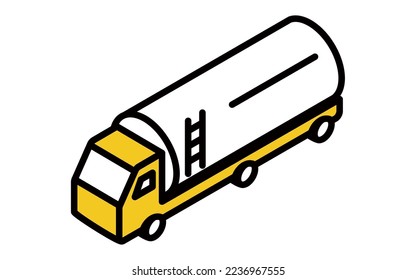 Simple isometric illustration of a Tank Lorry, tanker truck