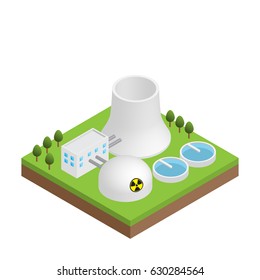 Simple Isometric Nuclear Power Plant Isolated