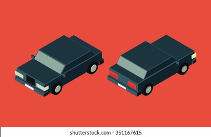 simple isometric orthogonal car icon
