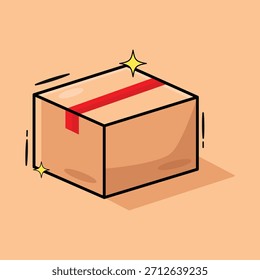 Uma ilustração de caixa de papelão estilo isométrico simples