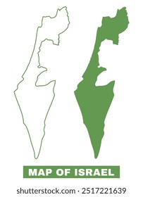 Simple Israel Outline Flat Map vector illustration set