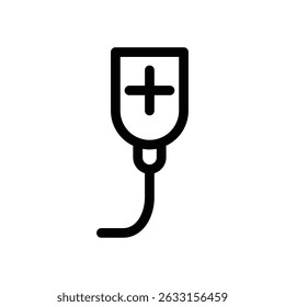 Icono simple de la línea del bolso IV, diseño médico