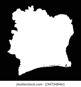 Simple Mapa de Costa de Marfil Aislado en fondo negro, se puede usar para diseños de negocios, presentaciones o cualquier diseño adecuado.