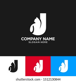 Simple J Letter Cat Logo, minimalist logo template design, Vector Illustration.