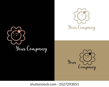 Simple Jagged Circle Merged Circle Logo Image. Blooming Flower Shape Line Style Isolated on Double Background. Flat Vector Logo Design Template Elements That Can Be Used for Business and Brand Logos.