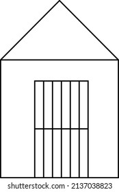 Simple jail house icon in black and white