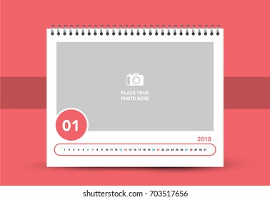 Simple January 2018 photo calendar.