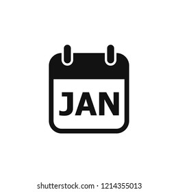 Simple January calendar icon, notification, alert, popup, planner, vector illustration
