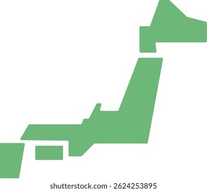 Ilustração simples do mapa do Japão, ilustração deformada do Japão