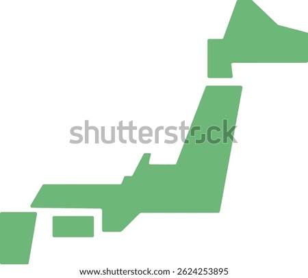 Simple Japan map illustration, deformed Japan illustration