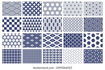 Simple Japanese background pattern set