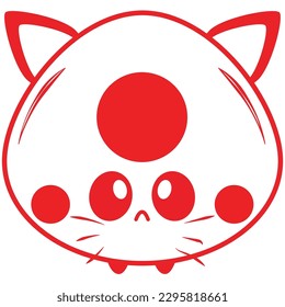 Simple Japanese Cat Flag Vector Design 
