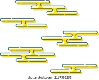 Simple Japanese and Chinese clouds in blue and yellow
