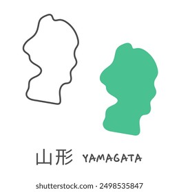 Simple Japanese map illustration translation: Yamagata