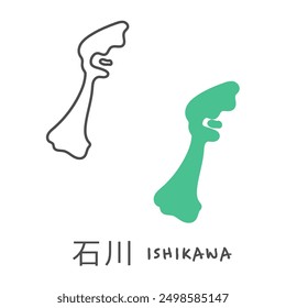 Simple Japanese map illustration translation:  Ishikawa