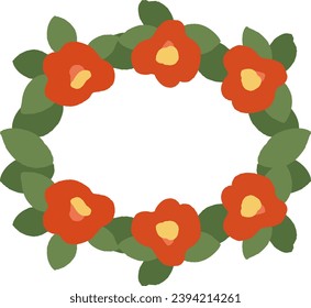 Simple Japanese style camellia vector frame