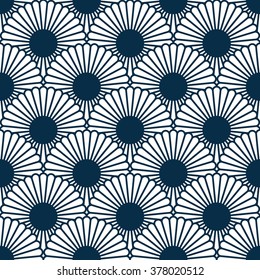 Simple Japanese style chrysanthemum seamless pattern. Traditional flower.Background can be copied without any seams.Vector endless texture can be used for printing onto fabric and paper.