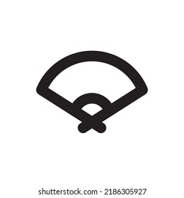 Simple Japanese traditional fan icon, Vector outline icon on white background.	
