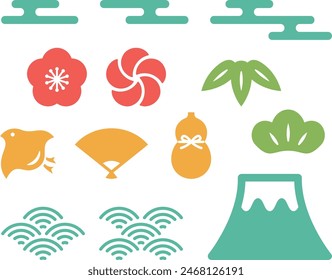 Simple Japanese traditional motif set