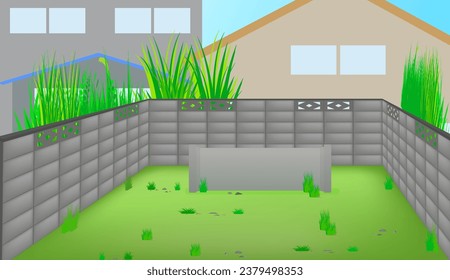Simple Japanese vacant land landscape illustration