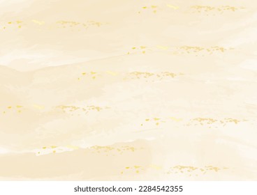 simple Japanese washi paper texture beige with gold leaf, vector