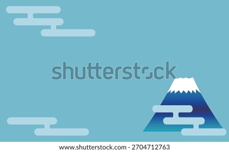 Simple Japanese-style background illustration of Mount Fuji and clouds
