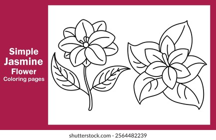"Simple Jasmine Flower Coloring Pages – Beautiful and Relaxing Floral Designs for All Ages"
