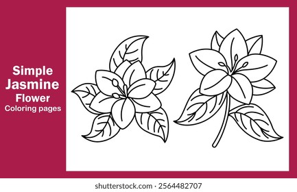 "Simple Jasmine Flower Coloring Pages – Elegant and Relaxing Floral Designs for All Ages"