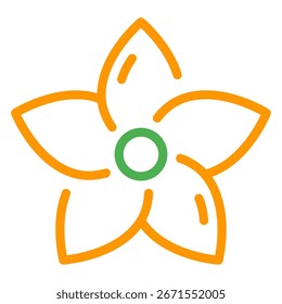 Icono de flor de jazmín simple con cinco pétalos en estilo geométrico para Web, App, infografía, etc