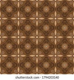 Simple Java batik pattern with seamless brown color design.