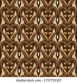 Simple Javanese batik pattern with seamless mocca brown color design