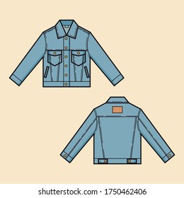 Simple Jeans Jacket Vector Art