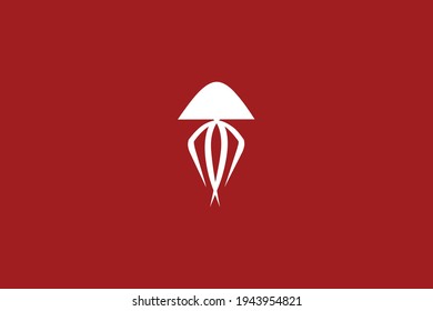 simple jellyfish logo on red background. jellyfish icon.