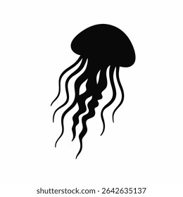 Simple Jellyfish Silhouette Graceful Marine Life
