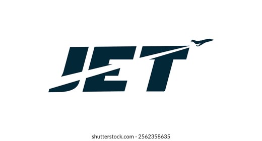 Simple Jet aircraft logo, jet plane trace cleavage logo