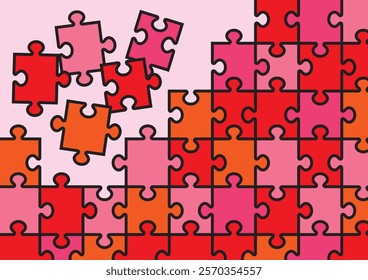 Simple jigsaw puzzle illustrations inspired by Valentine's Day and Christmas