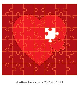 Simple jigsaw puzzle illustrations inspired by Valentine's Day and Christmas