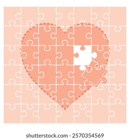 Simple jigsaw puzzle illustrations inspired by Valentine's Day and Christmas