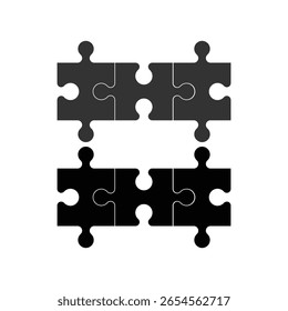 Simple Jigsaw Puzzle Pieces Vector – Black and White Line Icons for Web, Apps and UI Design.