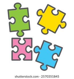 Simple jigsaw puzzle pop illustration
