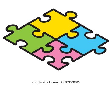 A simple jigsaw puzzle seen from above