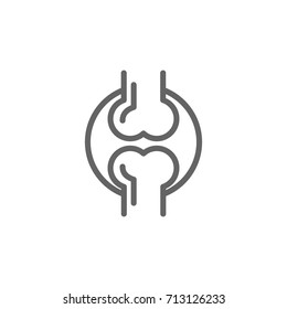 Simple joint and knee line icon. Symbol and sign vector illustration design. Editable Stroke. Isolated on white background