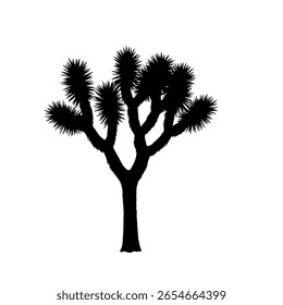 Simple Joshua tree shown as a solid black silhouette icon. A minimalist graphic for desert themes, national parks, or western designs.