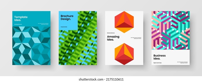 Simple journal cover vector design template collection. Modern mosaic pattern placard layout set.