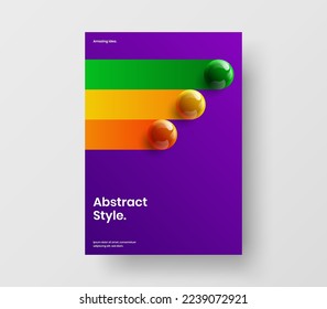 Einfaches Vektordesign-Layout für die Tagebuchabdeckung. Erstaunliches 3D-Bälle-Plakatkonzept.