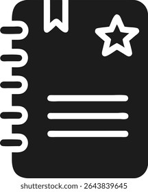 Simple journal or gratitude notebook icon with star and bookmark design